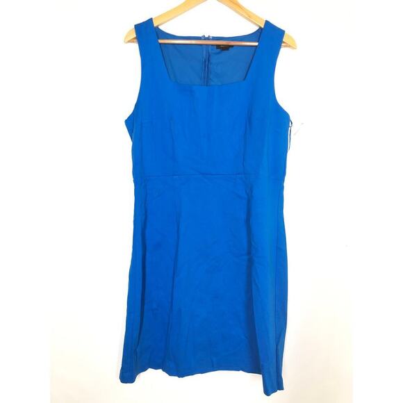 Halogen Dress Sleeveless Square Neck Knee Length Sheath Indigo Bunting Size L - Picture 2 of 8